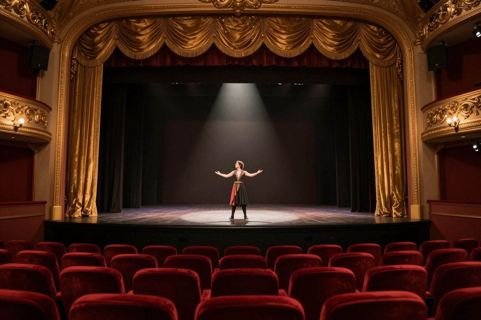 A színházi álom titokzatos színpadán a lélek rejtett érzelmei és vágyai elevenednek meg csendes varázslatként.