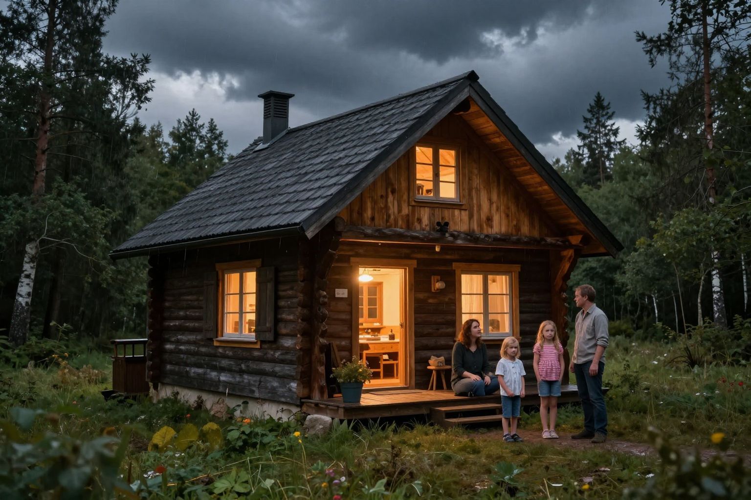 A kunyhó a viharban a lélek menedéke, ahol a belső béke és a mély álmok találkoznak.
