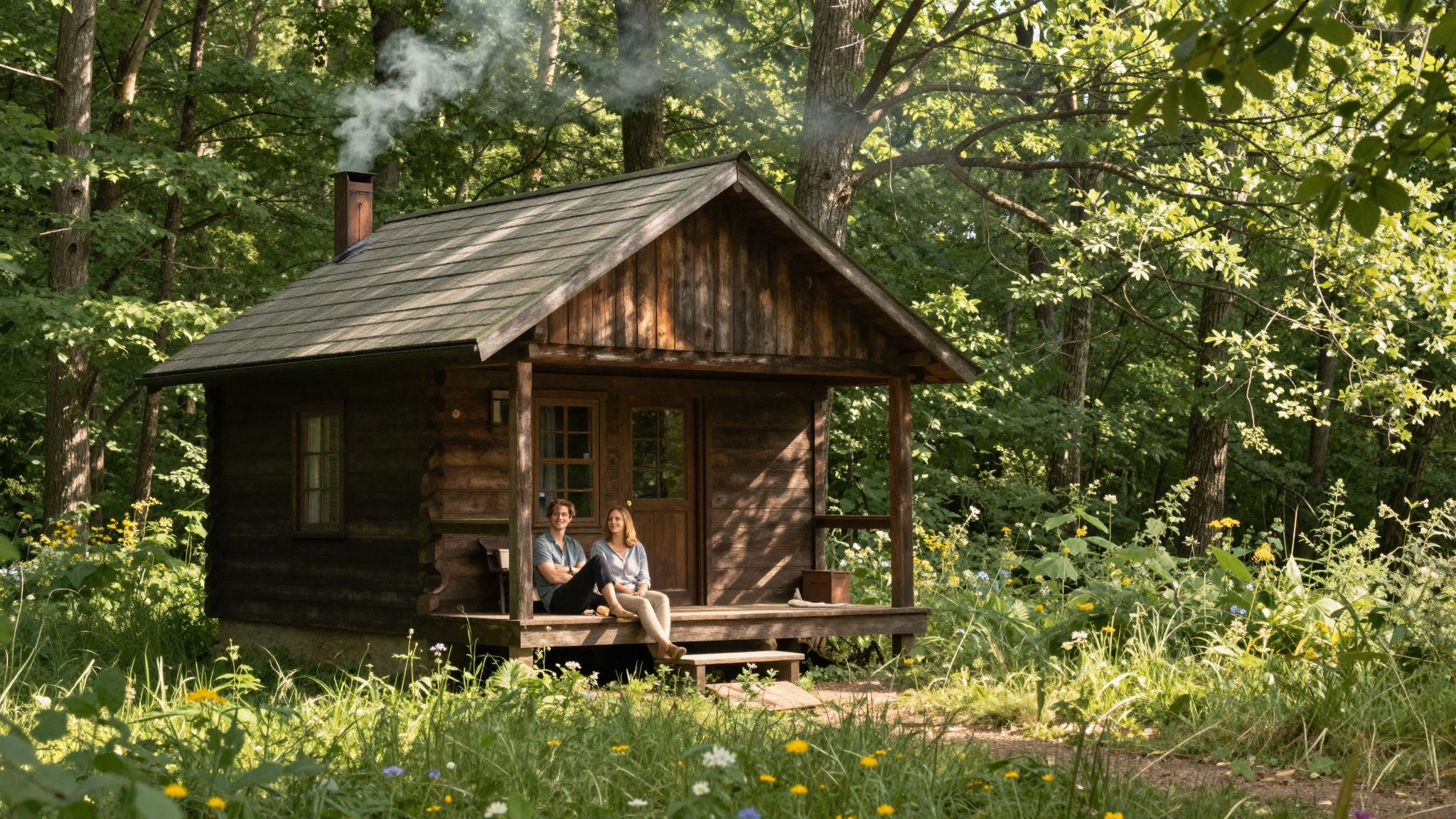 A szerény kunyhó álma a belső békét és a természethez való mély kapcsolatot jelzi, ahol a lélek megnyugvást talál.