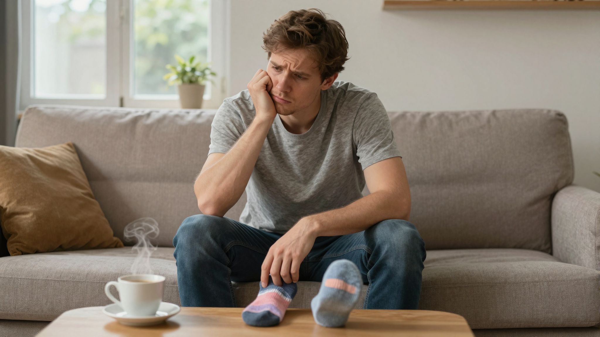 Valaki más zokniját viselni azt jelzi, hogy mások terheit öleled magadra, elveszítve önmagad fénye.