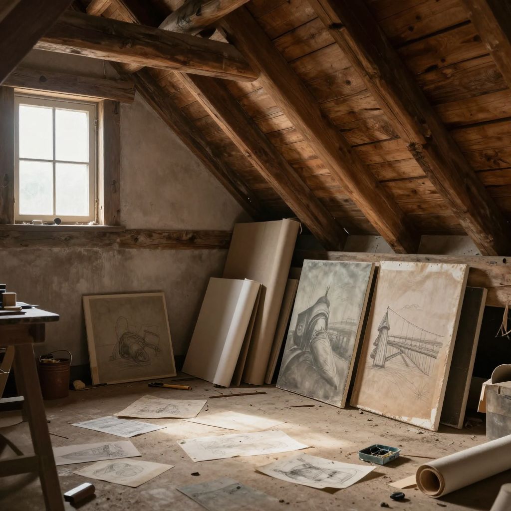 A vászon a padláson rejtett emlékek szőnyege, mely a múlt titkait és elfeledett álmokat őrzi.