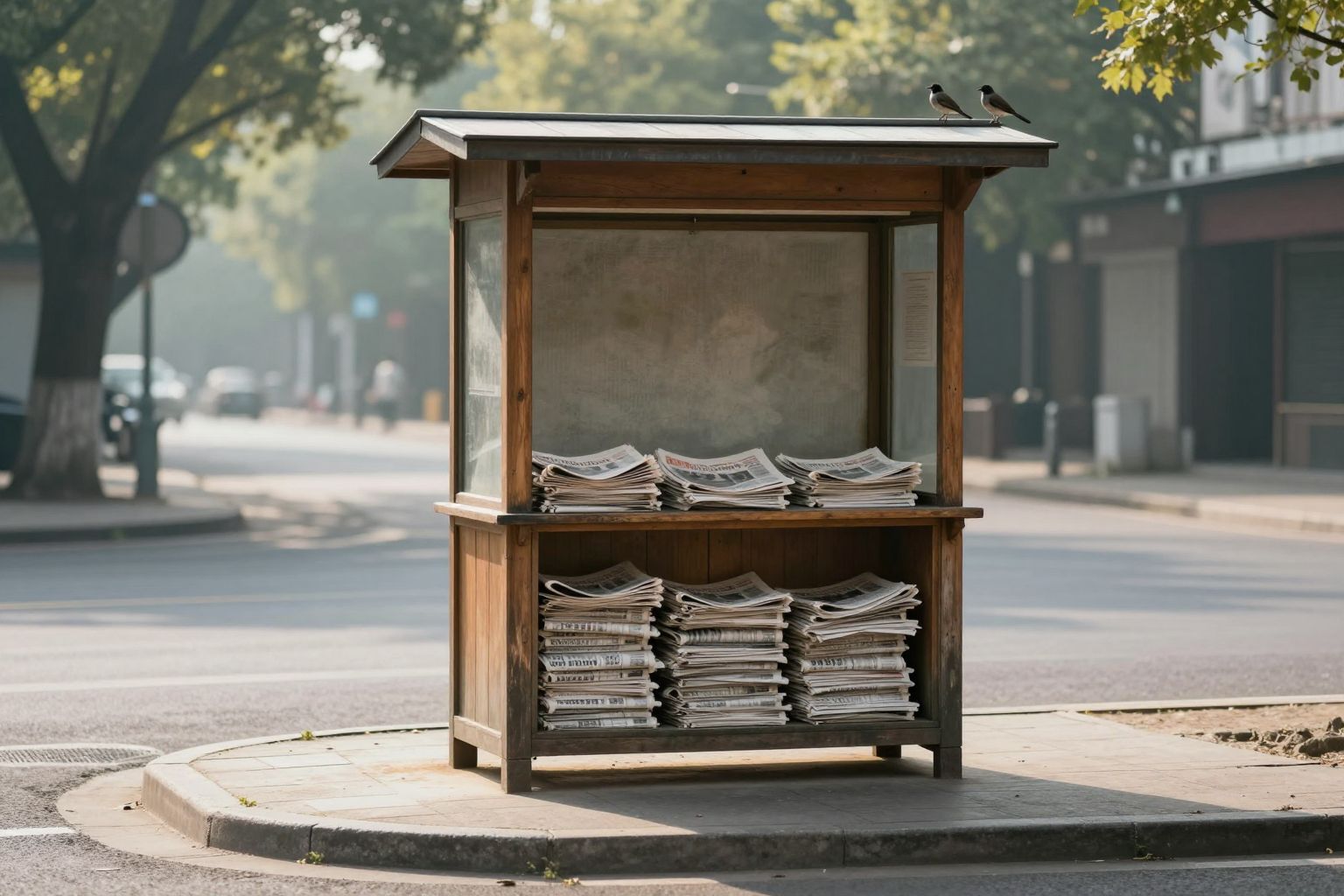 Az üres újságárus bódé titkokat rejt, melyek csak az álmodó szívében bontakoznak ki, várva a felfedezésre.