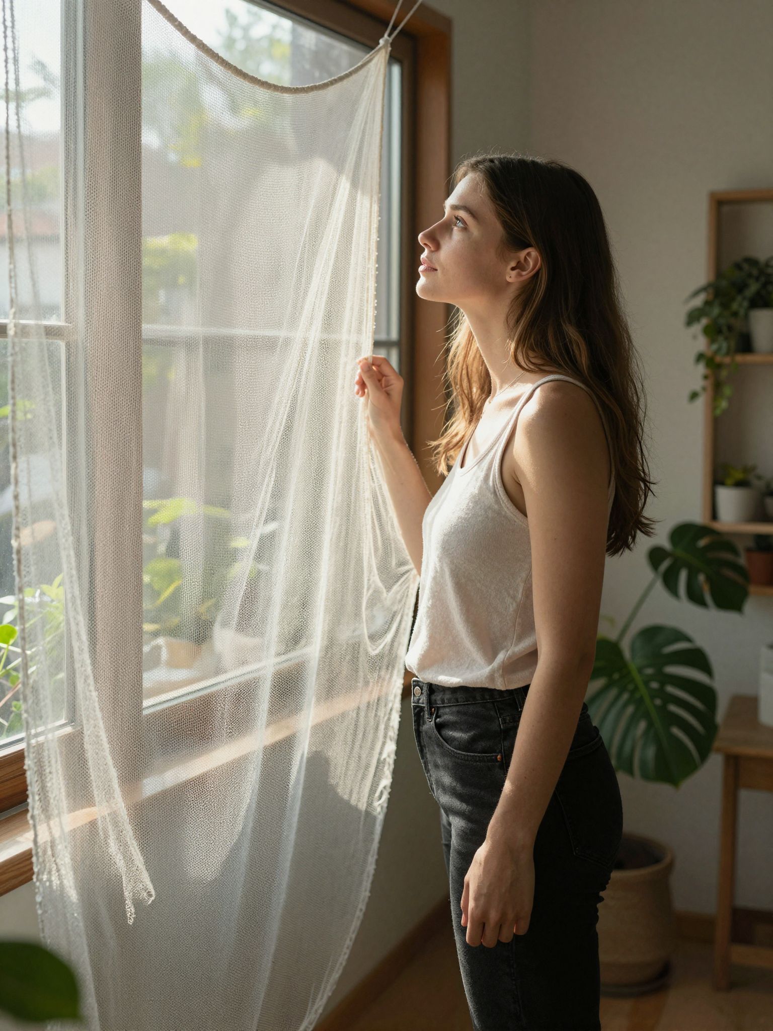 A szúnyogháló mögött rejtőző álmok védelmet nyújtanak a külső világ zűrzavara ellen, érzelmi biztonságot teremtve.