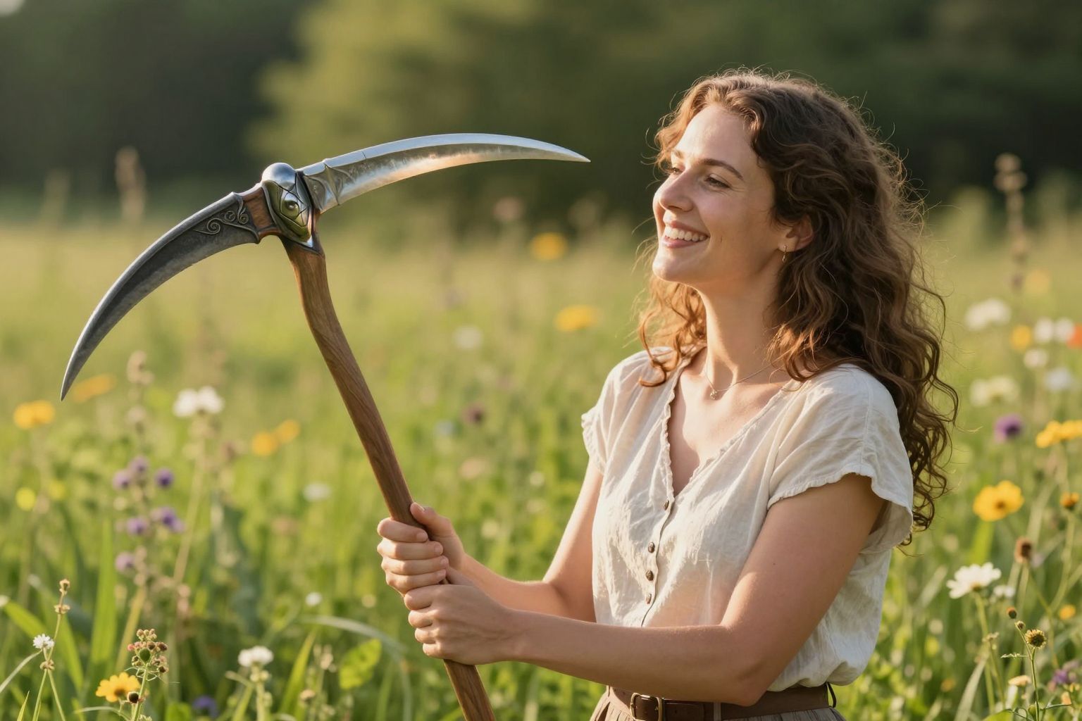 Az ajándékba kapott kasza a sorsfordulók jelképe, új lehetőségeket és rejtett titkokat hoz az álmodónak.