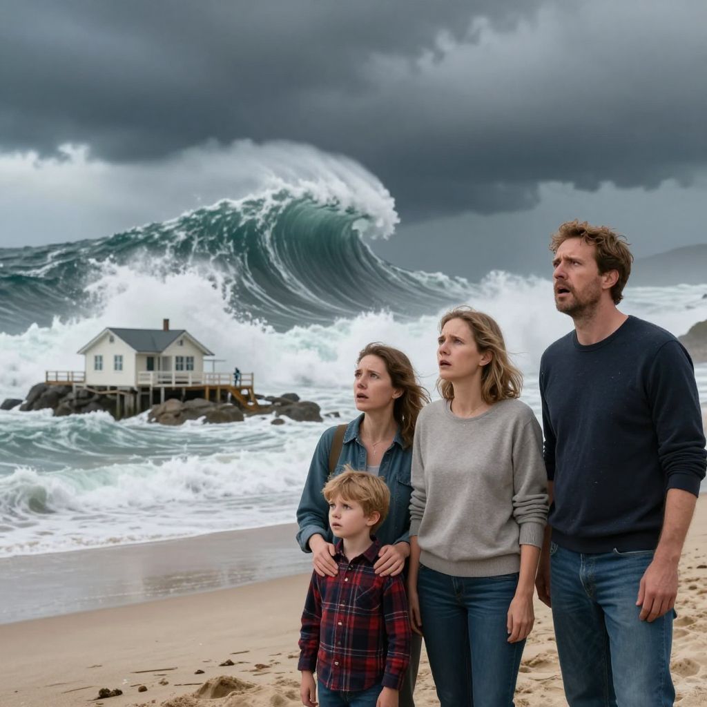 A ház elpusztulása a cunami által mély, belső félelmeket és rejtett érzelmi viharokat tükröz az álomban.