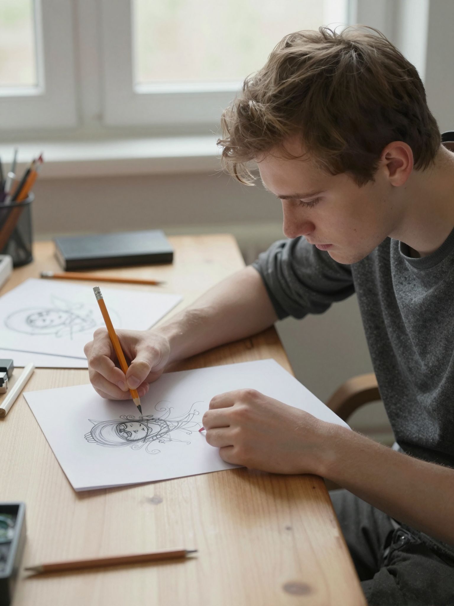 A ceruza álomképei színes szálakként fonódnak össze, inspirálva a lélek mély vágyainak kibontakozását.