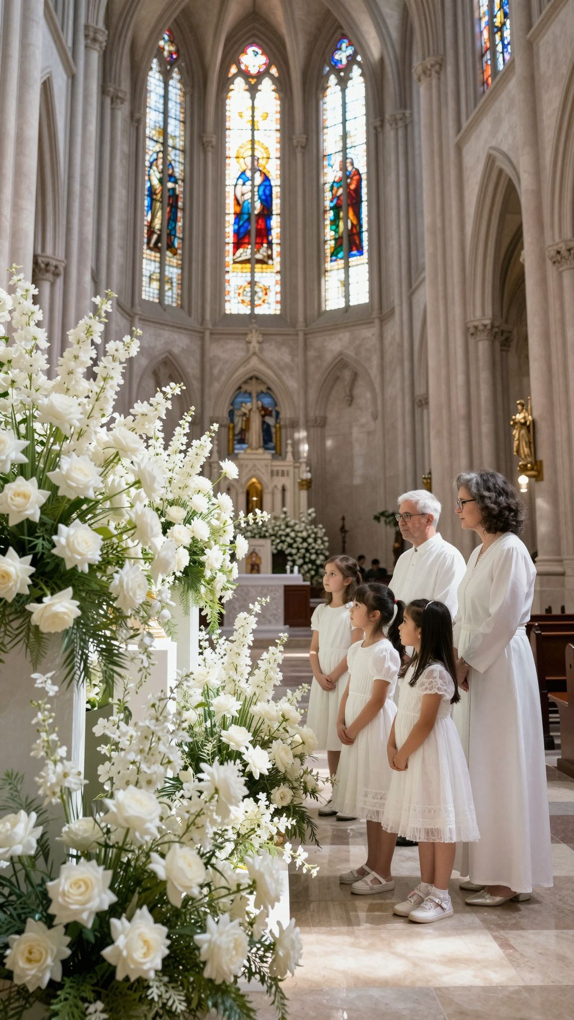 A katedrálisban virágokkal álmodni a lélek mély vágyait tárja fel, ahol a szépség és remény egyesül.
