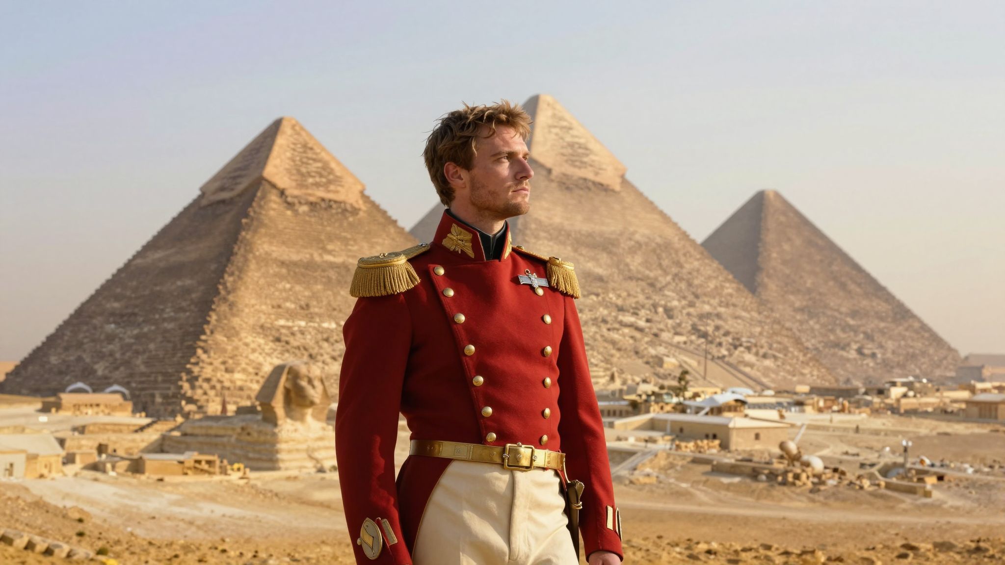 Napóleon álmában a piramisok titkos tudásának őrzőjeként lépdel, ahol az idő és a történelem határai elmosódnak.