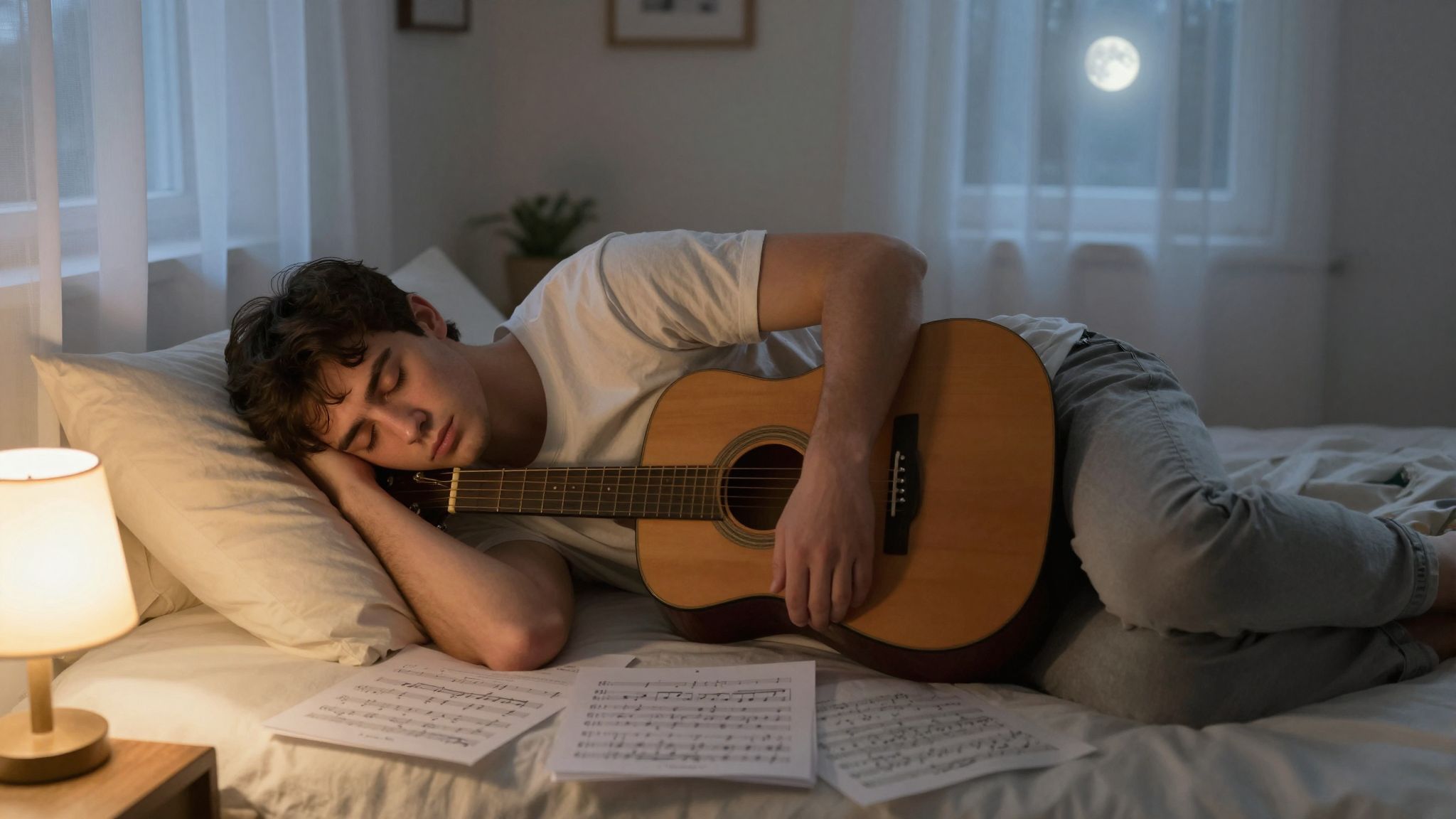 A rosszul gitározó álom a belső feszültségeket tükrözi, melyek gátolják a harmonikus önkifejezést az életünkben.