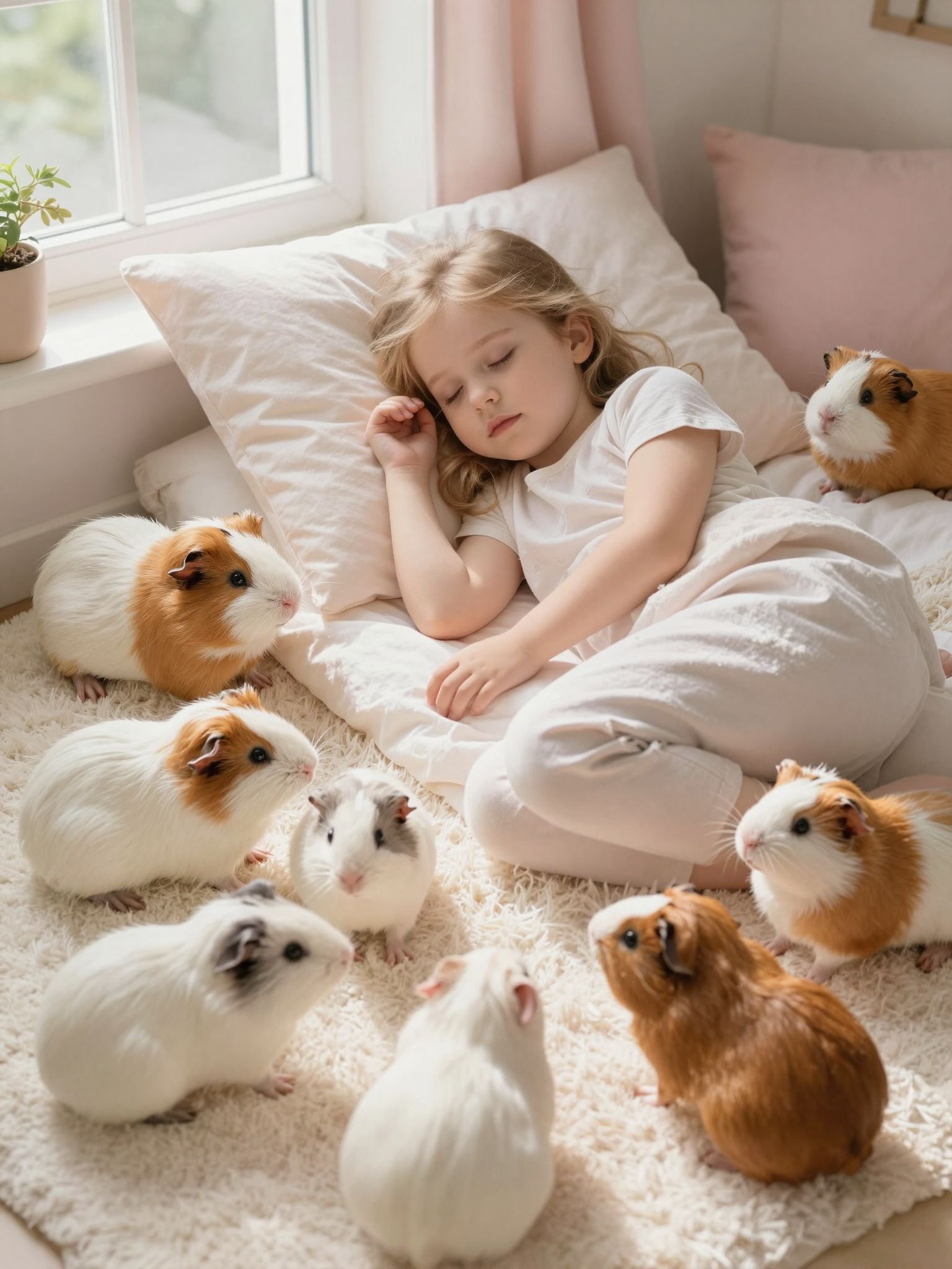 Az álomban tengerimalacokkal körülvéve a szeretet és a barátság szőtte álmaink világát, tele harmóniával és boldogsággal.