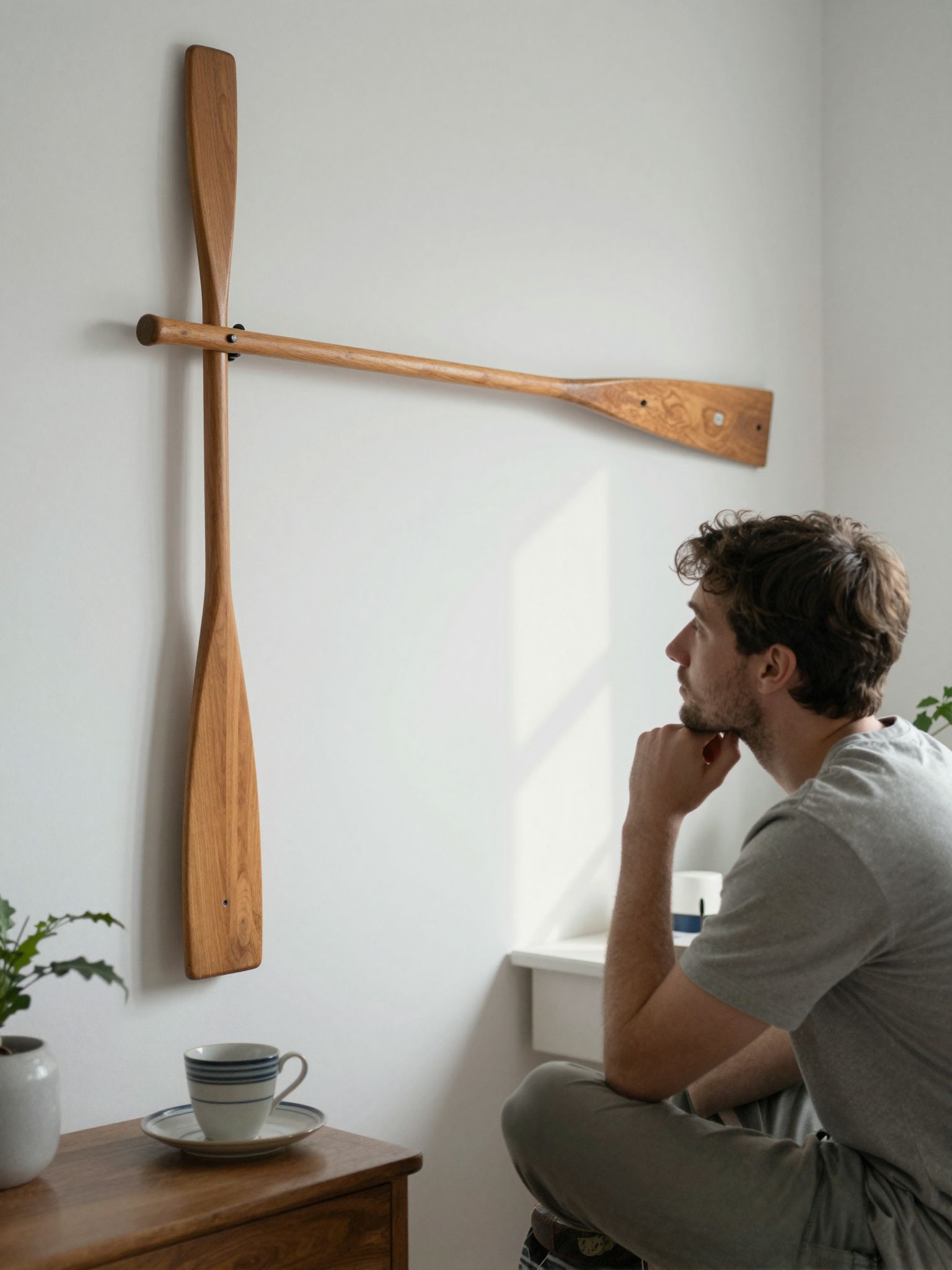 Az evezőlapát a falon álomban ősi erőt szimbolizál, ami felemel a vizek felett, új utakat nyitva meg.