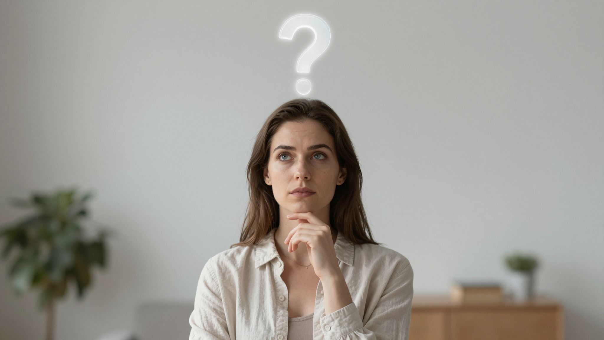 A kérdőjel megjelenése a tárgy fölött titkokat sejtet, elrejtett vágyakat és kérdéseket hív elő az álomban.