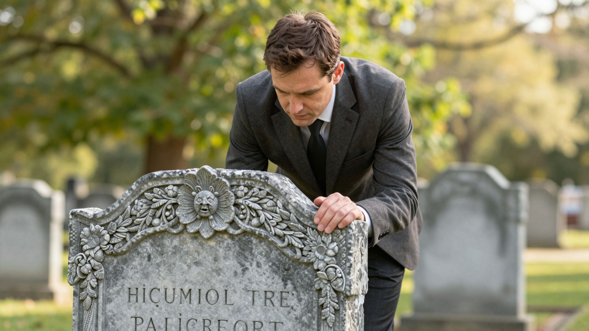 A sírkő felirata, mint titkos üzenet, felfedi a múlt rejtett vágyait és az elmúlás titkos titkait.