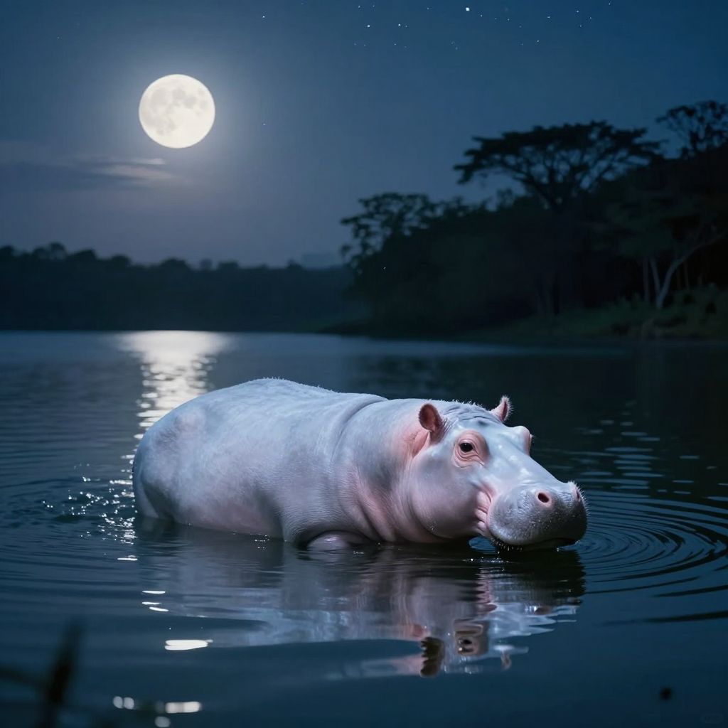 A víziló álmokban a rejtett vágyak és a belső béke keresésének szimbóluma, mely a lélek mélységeit kutatja.