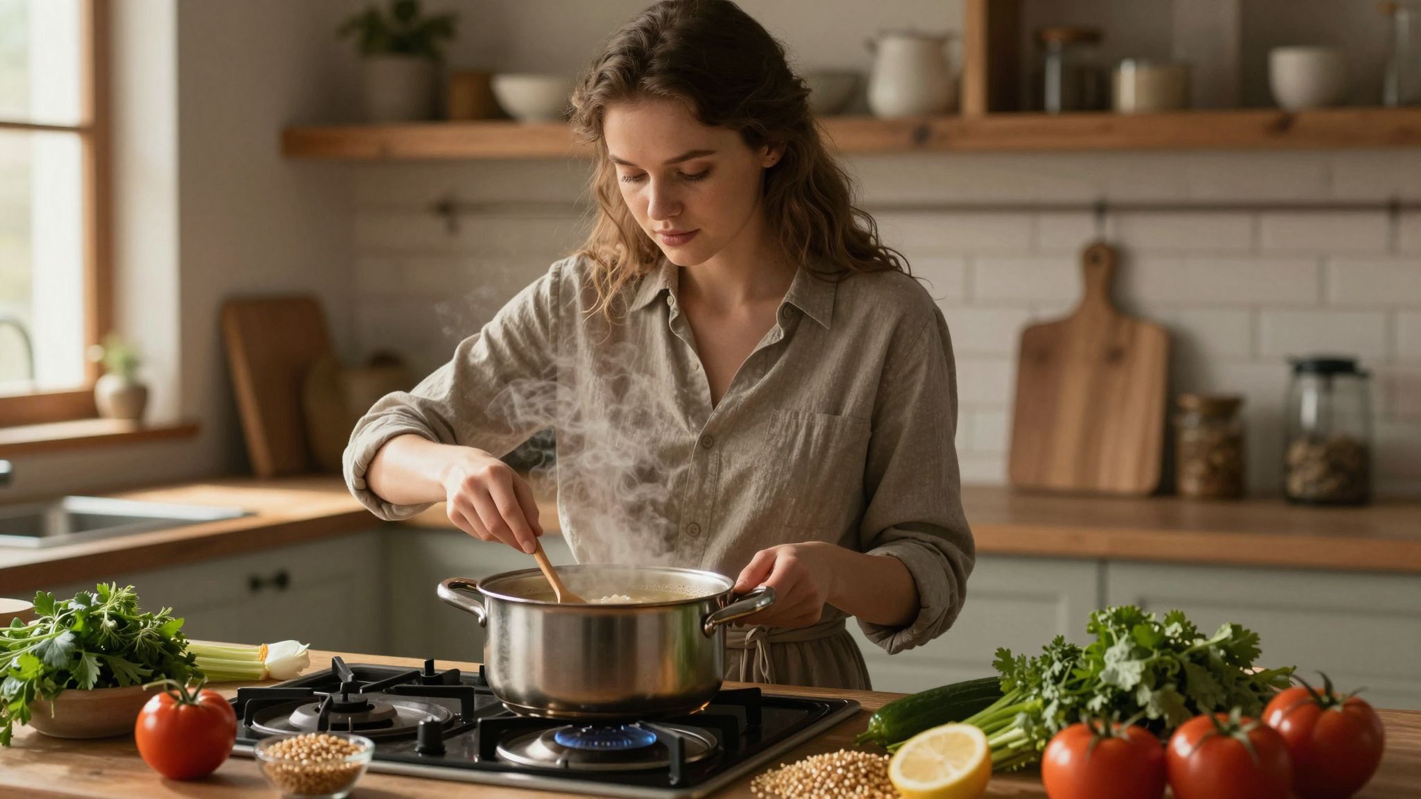 Az árpaleves főzése álmokban a belső béke és a megújulás szimbóluma, amely táplálja a lélek vágyait.