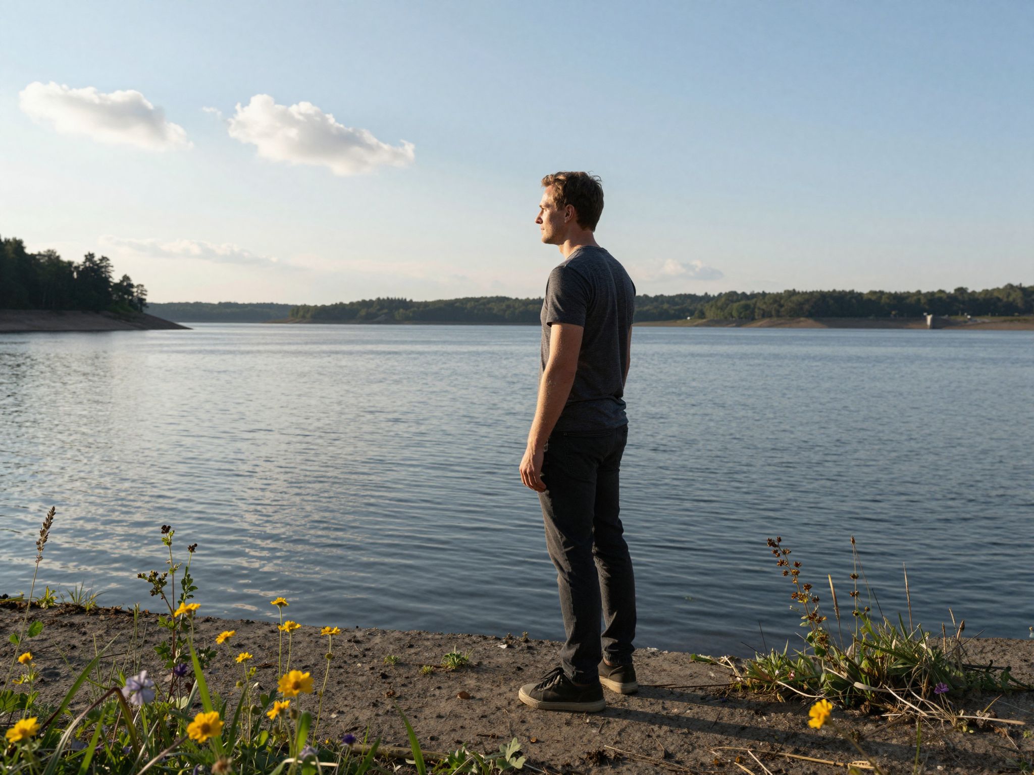 A gát mögötti víztömeg titkokat rejt, álmaink mélyén felfedezésre váró álmok születnek a hullámok tükrében.