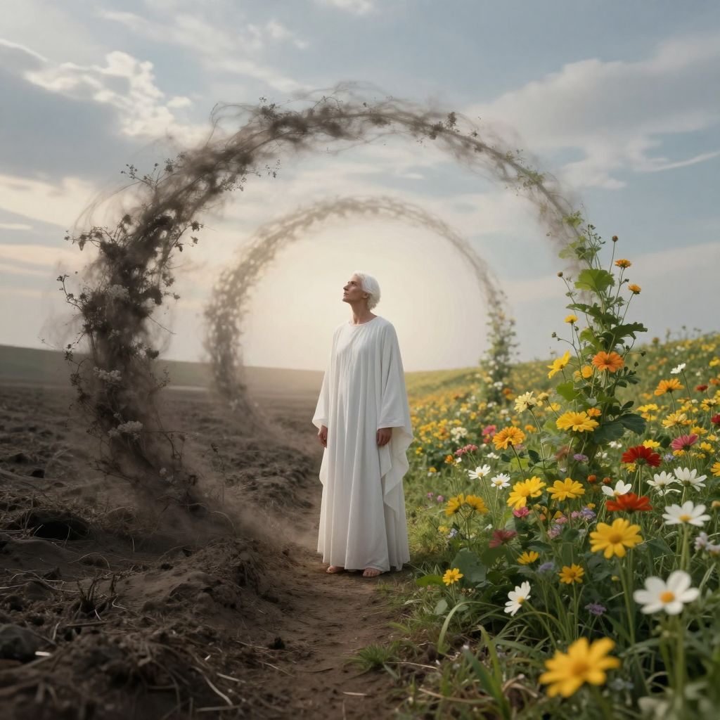 A spirálok az élet folyamatos körforgását szimbolizálják, ahol a halál és újjászületés kéz a kézben jár.