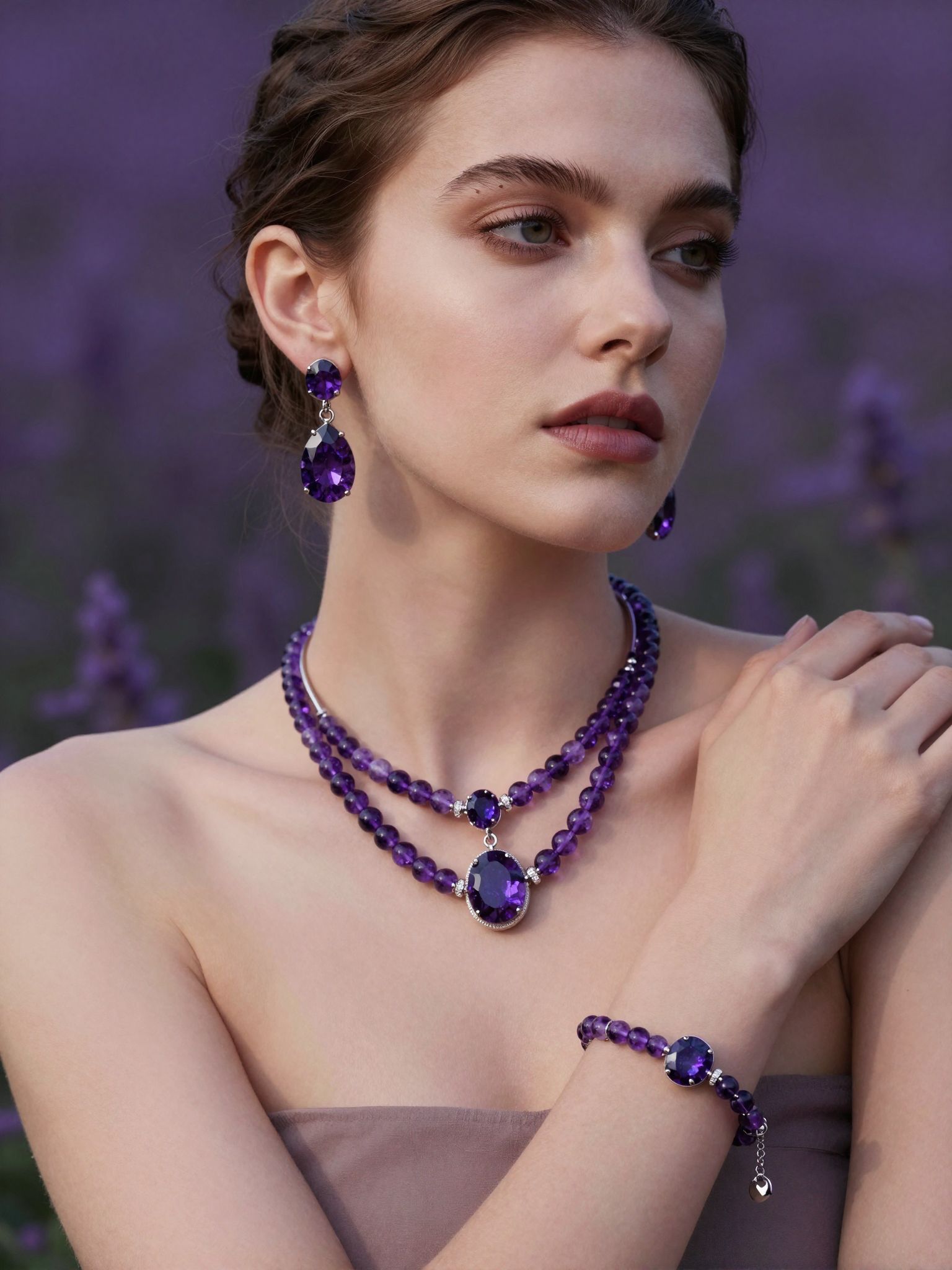 Az ametiszt ékszer viselése álomban a spiritualitás fokozását és az intuíció erősödését jelzi, titokzatos energiákkal telítve az álmot.