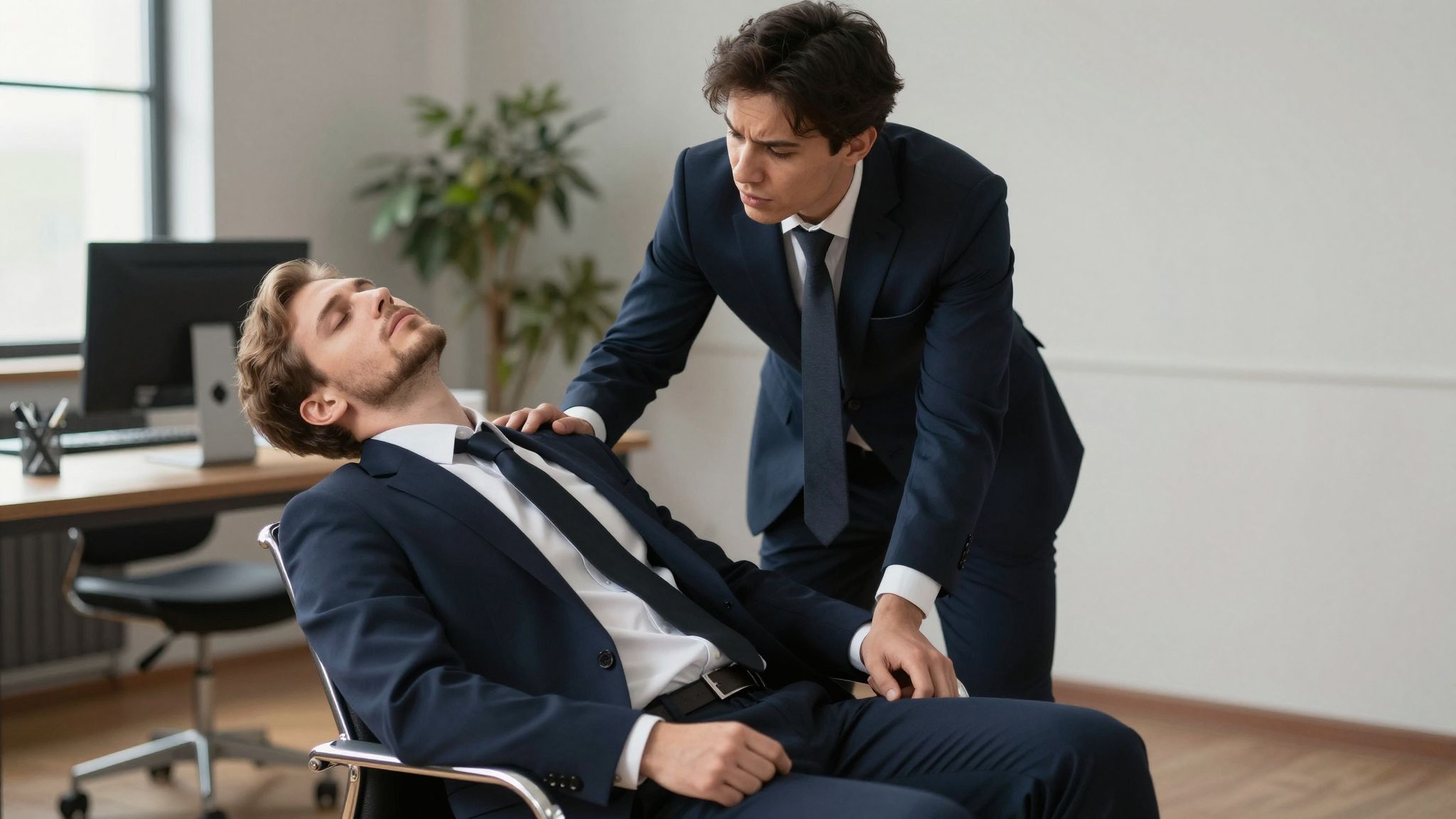 Az interjú közben elájulás mély belső feszültséget tükröz, a lelki határozatlanság és a félelmek árnyékában születik.