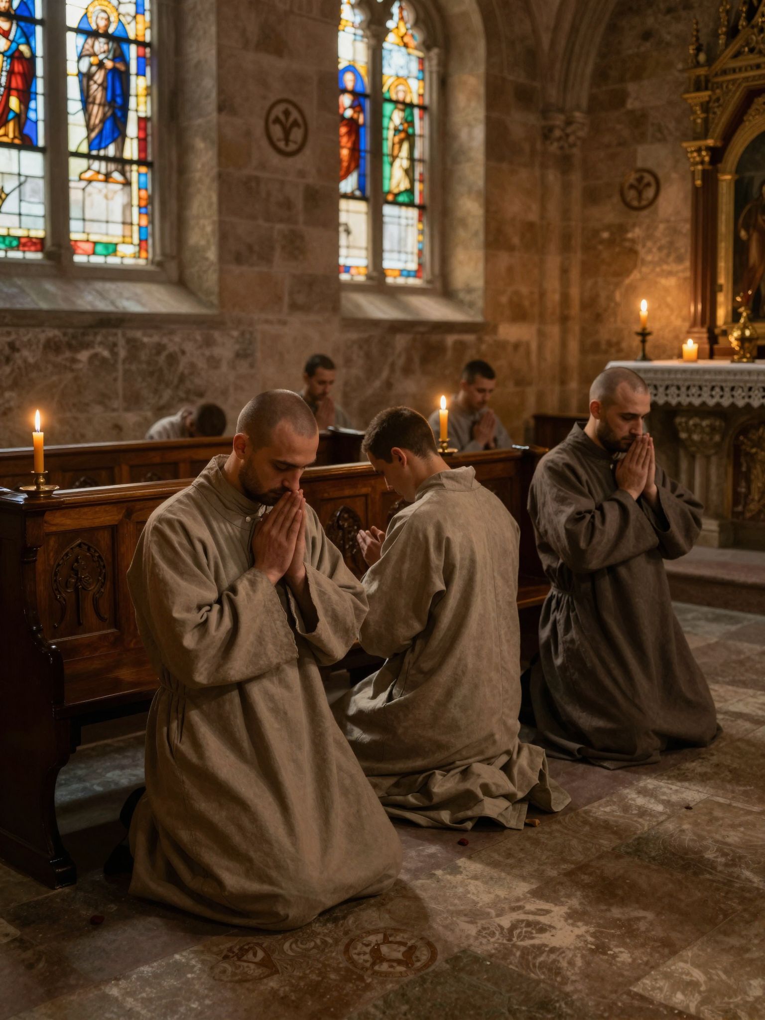 Az imádkozás egy kolostorban a belső béke és az elmélyült önreflexió szimbóluma, mely spirituális utazásra hív.