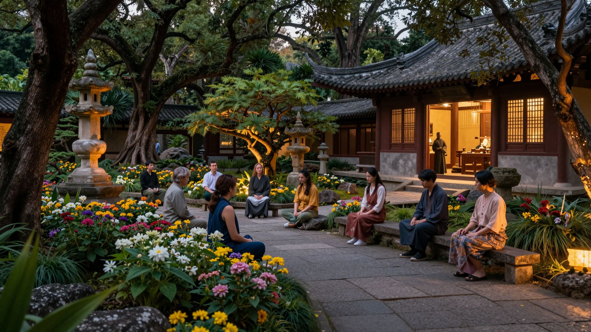 A templomkert álmában a béke és a szépség találkozása, ahol a lélek megújulása és a titkok felfedezése vár rád.