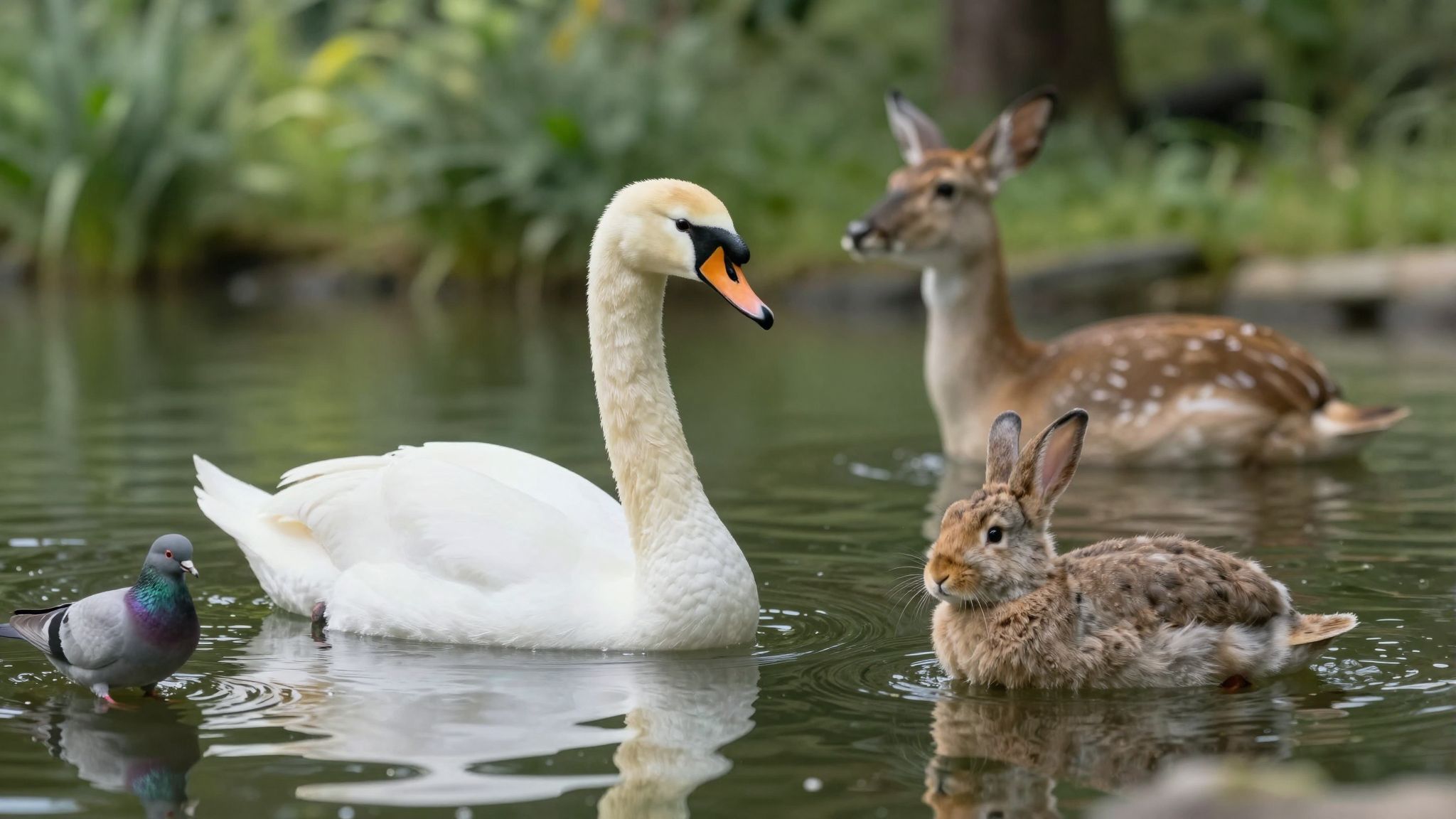 A hattyú a víz tükrében lebegve összeköti a lelkeket, titkokat suttogva az álmok világában.