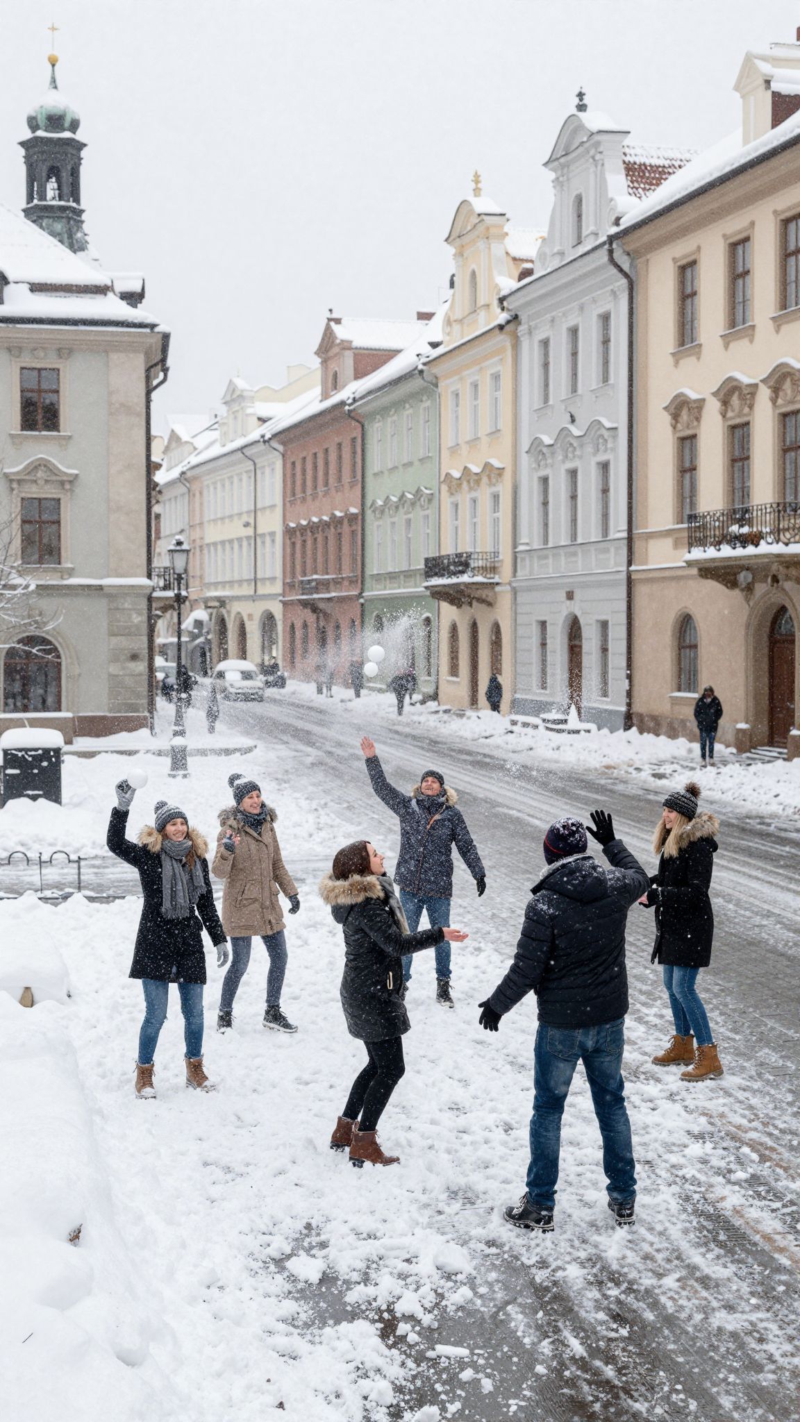 A hóval borított városban minden csendes és varázslatos; az álmok szövevényes titkai a fehér takaró alatt rejtőznek.