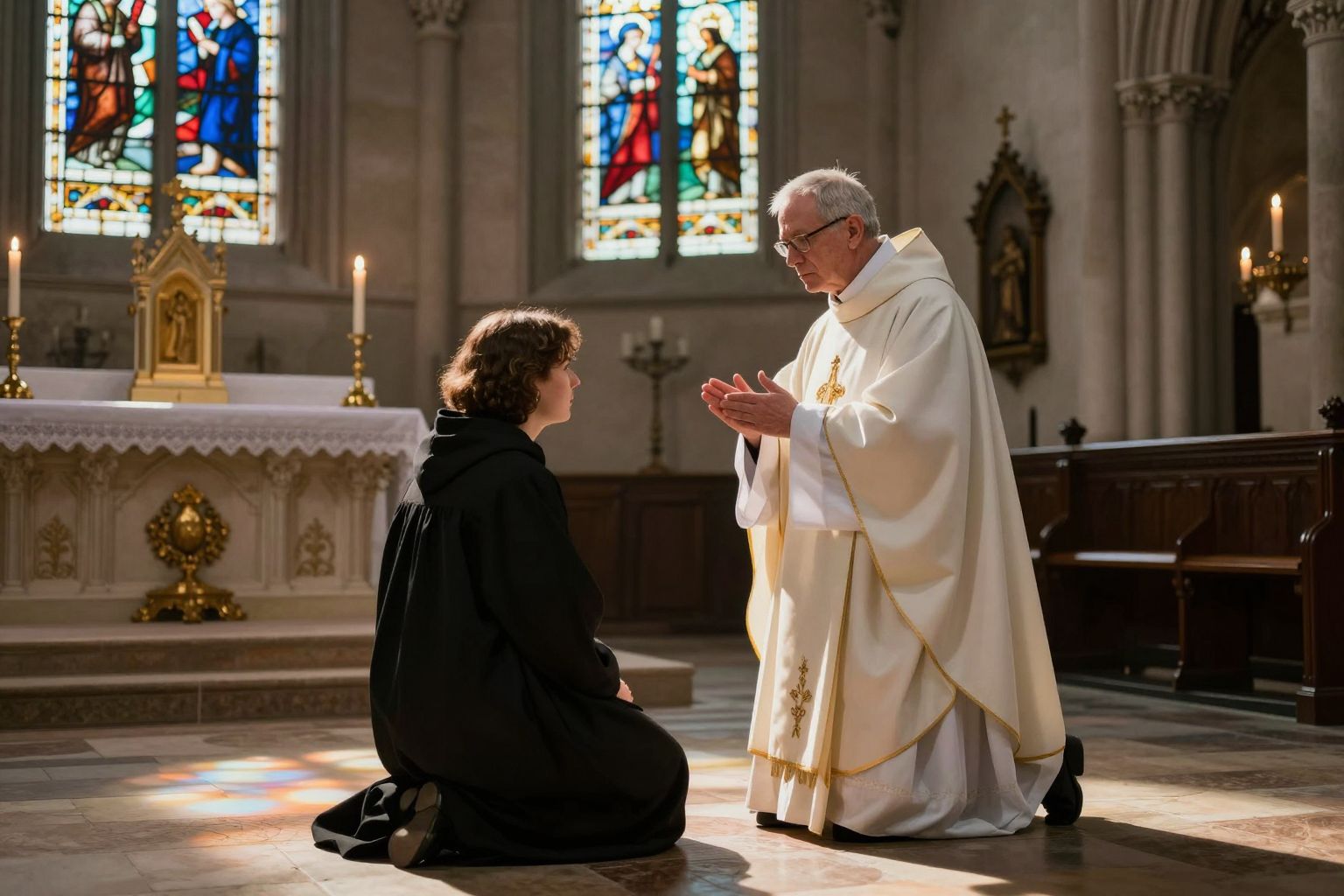 A gyónás a lelkünk mélyére vezet, felfedve titkos vágyainkat és bűneink súlyát a szent templom árnyékában.