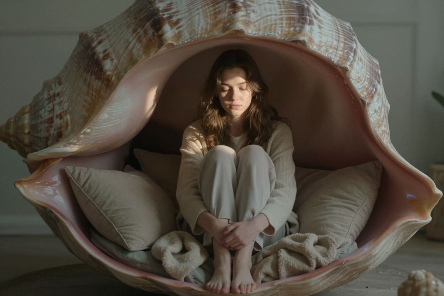 A csigaházak álombeli rejtekhelyek, ahol a lélek védelme és a magány titokzatos harmóniában találkozik.