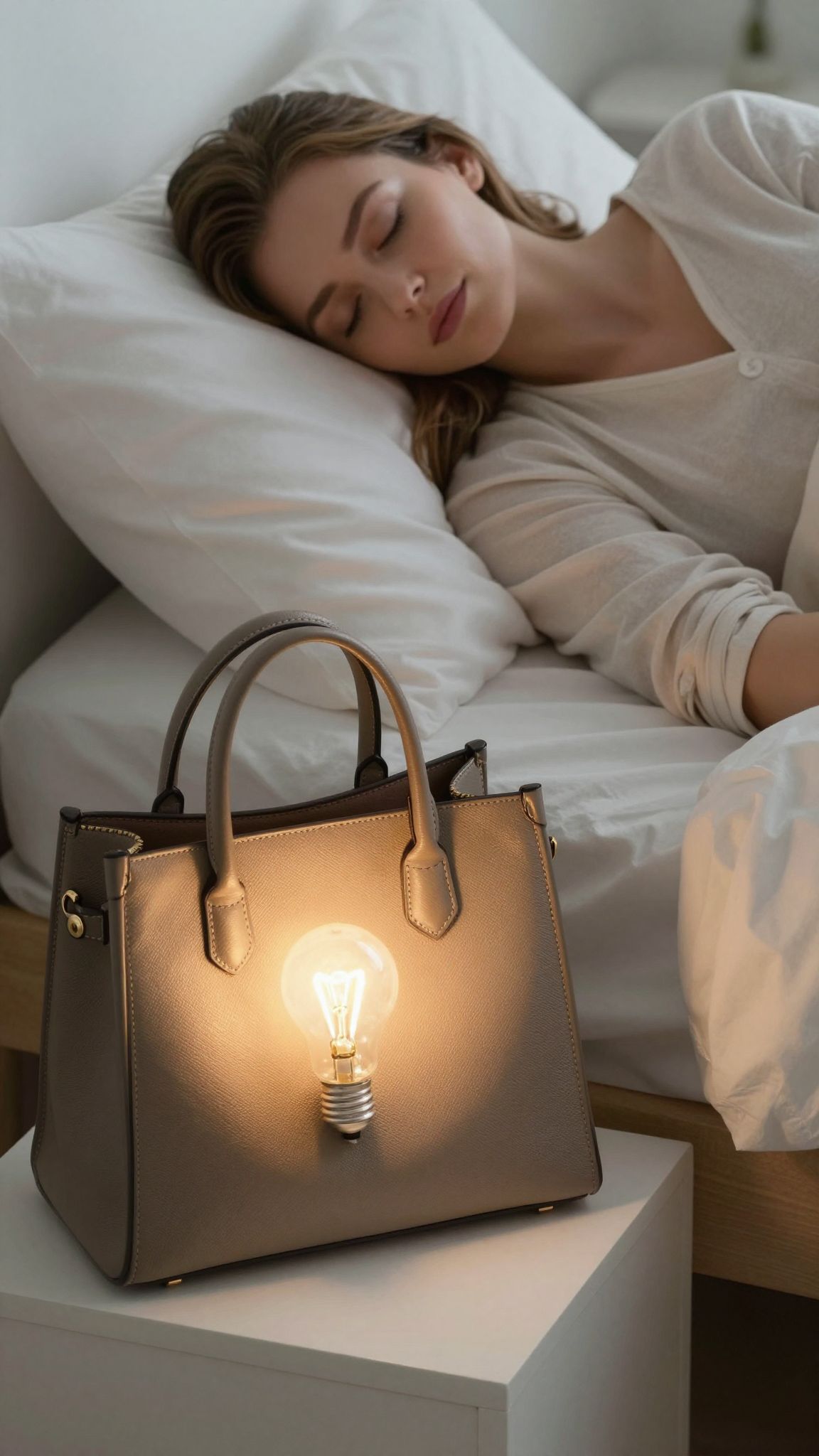 A táskában rejtőző villanykörte az elfeledett ötletek fényét hozza el álmainkba, új lehetőségeket sejteltetve.