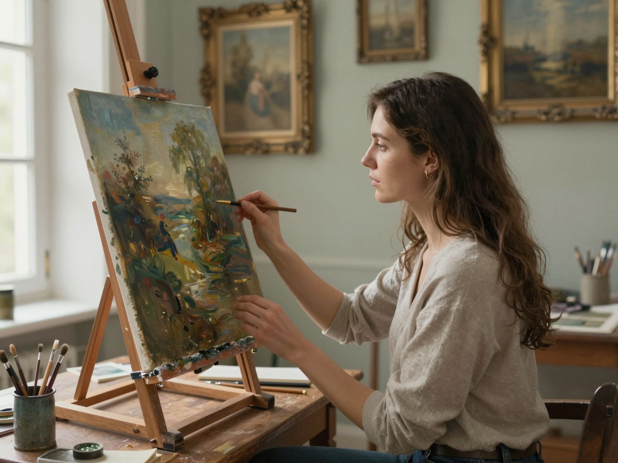 Az olajfestmény álomban való vásárlása a vágyak színes megvalósulását jelzi, ahol a lélek művészete életre kel.