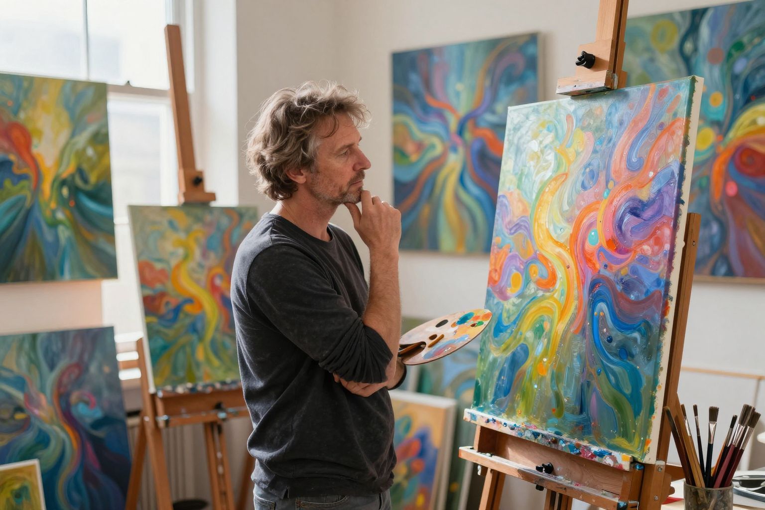 Az álmok színes palettáján a kreativitás mint fénnyel festett világ tárul elénk, rejtett vágyaink tükre.